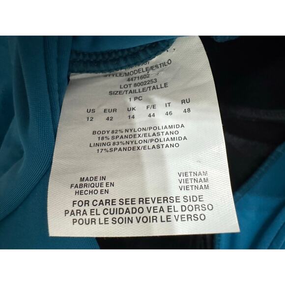 Swim Solutions Wide Strap Draped Front Tummy Control Swimsuit Size 12 NWT - Picture 4 of 4